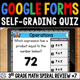 FREE 3rd Grade Digital Math Spiral Review Assessments #7 -
