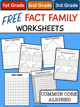 Preview of FREE Fact Family Worksheets