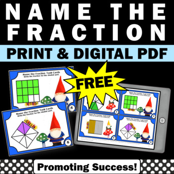Preview of FREE 3rd Grade Identifying Fractions Game Task Cards Math Center Games Review