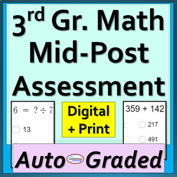 Preview of FREE 3rd Grade Math Mid - End of Year Common Core Post Assessment - Self Scoring