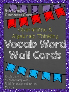 Preview of FREE 4th Grade Common Core Vocabulary Word Wall: Operations & Algebraic Thinking