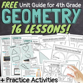 FREE 4th Grade Geometry 16 Lessons Unit Guide with Workshe