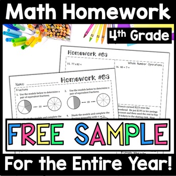 Preview of 4th Grade Daily Math Spiral Review Homework, Morning Work, Warm Ups, Do Now