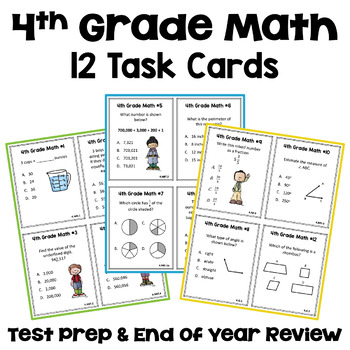 Preview of End of Year Review - 4th Grade Math Task Cards