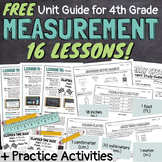 FREE 4th Grade Measurement 16 Lessons Unit Guide with Work