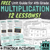 FREE 4th Grade Multiplication 12 Lessons Unit Guide Worksh