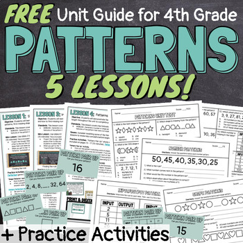 Preview of FREE 4th Grade Patterns 5 Lessons Unit Guide Worksheets and Activities