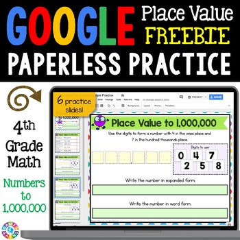 Preview of FREE 4th Grade Place Value Worksheets & Review Activities for Google Slides™️