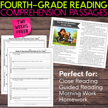 Preview of FREE 4th Grade Reading Comprehension Passages [Nonfiction and Fiction]