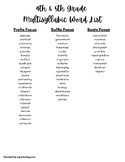 FREE 4th and 5th Grade Multisyllabic Words List