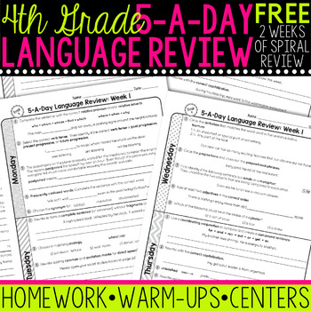 Preview of 4th Grade Daily Language Spiral Review - 2 Weeks FREE