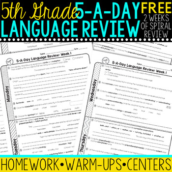5th Grade Daily Language Spiral Review - 1 Week FREE by Teacher Thrive