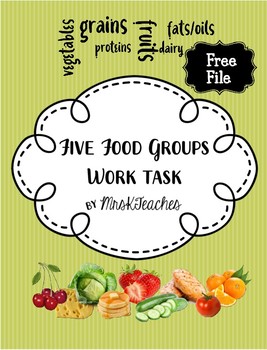 Preview of **FREE **5 Food Groups Work Task **Autism Work Jig**Task Boxes** FREE