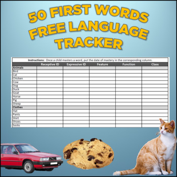 Preview of FREE 50 First Words Language Tracker (ABA, Special Ed, Speech Therapy)
