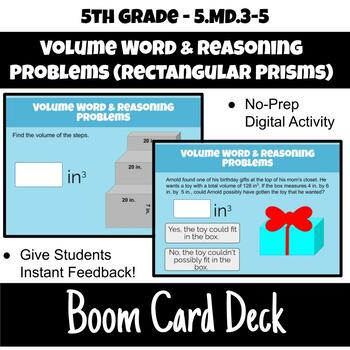 Preview of FREE!!! 5th Grade, 5.MD.3-5, Volume Reasoning of Rectangular Prisms Boom Cards