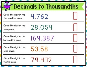 free 5th grade decimal place value worksheets review activities google slides