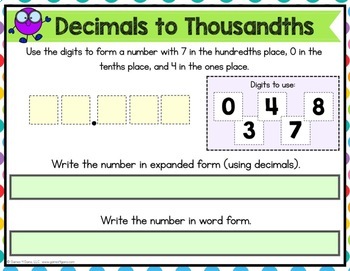 free 5th grade decimal place value worksheets review activities google slides