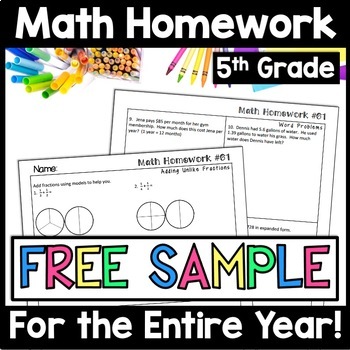 Preview of 5th Grade Daily Math Spiral Review Homework, Morning Work, Warm Ups, Do Now