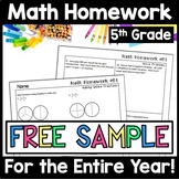 5th Grade Daily Math Spiral Review Homework, Morning Work,
