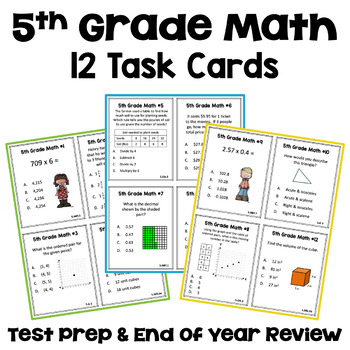 Preview of End of Year Review - 5th Grade Math Task Cards
