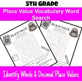 FREE!!!! 5th Grade Place Value Vocabulary Word Search - Ea