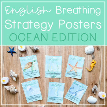 Preview of FREE 6 English Breathing Posters OCEAN EDITION // Create calm in the classroom