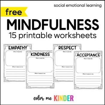 Preview of Mindfulness Social Emotional Learning SEL Printable Worksheets