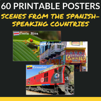 Preview of FREE 60 Scenes from Spanish-speaking Countries Printable Posters