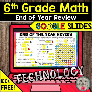 Preview of FREE 6th Grade Math End of the Year Review in Google Slides Distance Learning