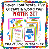 Seven Continents, Five Oceans & World Maps Poster Set