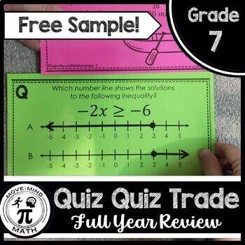 Preview of FREE 7th Grade Math Spiral Review End of Year State Test Prep Full Year Activity