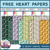 FREE! 8 Heart Digital Papers, 12x 12 inch Heart Pattern Ba