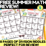 FREE! 8 PGS OF END OF THE YEAR SUMMER MATH REVIEW RIDDLES-