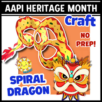 Preview of AAPI Heritage Month: FLYING SPIRAL DRAGON Craft Coloring Pages Art Activity
