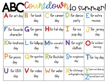 FREE ABC Countdown To Summer by Its MoNiques World | TpT