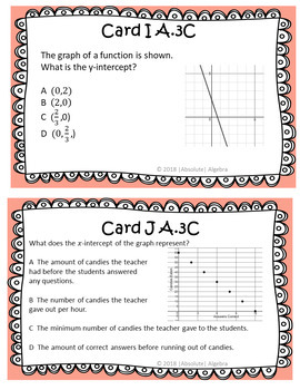 Algebra 1 Staar Eoc Task Cards Free By Absolute Algebra Tpt