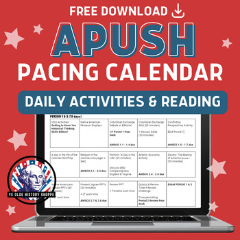 Preview of FREE: AP® US History Guide -  APUSH Pacing Calendar - Back to School