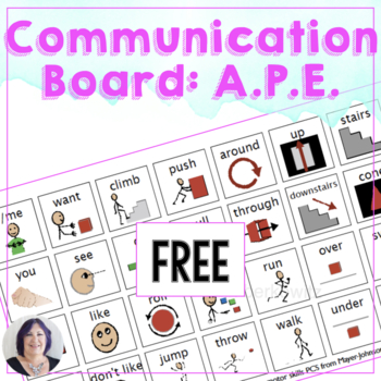 Preview of FREE Core Word Based APE Sensory or Motor Lab Picture Communication Board