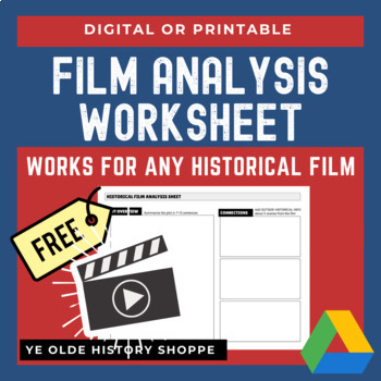 Preview of FREE: Historical Movie Analysis Worksheet for ANY Film