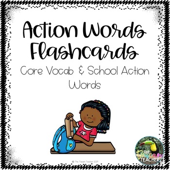 Preview of FREE - Action Words Flashcards for core vocabulary/school actions