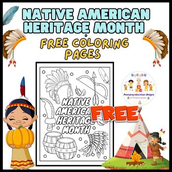 Preview of FREE Activities  coloring page  Worksheets Native American Heritage Month