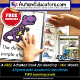 FREE Adapted Book IDENTIFY Colors and Color Words DINOSAUR