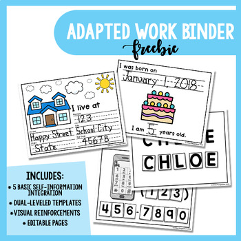 Preview of FREE Adapted Work Binder | Personal Information