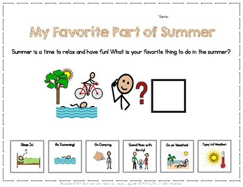 Preview of FREE Adapted Worksheet for Special Education/Autism- Summer School/Vacation ESY
