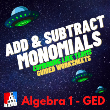 Preview of FREE Add and Subtract Monomials (Combine Like Terms) Algebra Worksheet & Guide