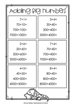 adding big numbers adding tens hundreds thousands by olivia walker