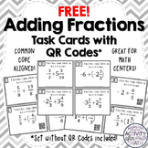 Adding Fractions with Integers Task Cards with QR Codes FREEBIE