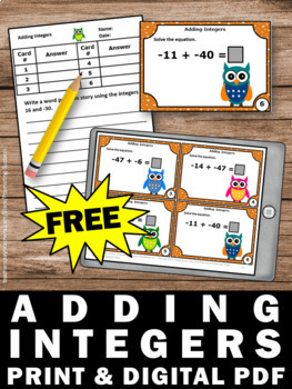 FREE Adding Integers Task Cards, 7th Grade Math Review ...