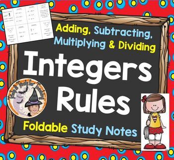 Preview of FREE Adding Subtracting Multiplying Dividing Integers Rules Foldable Study Notes