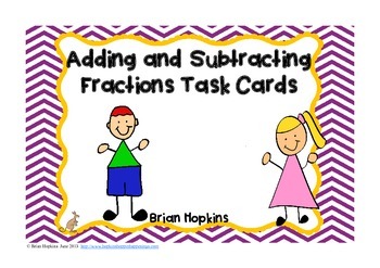 Preview of FREE Adding and Subtracting Fractions With Unlike Denominators Task Cards